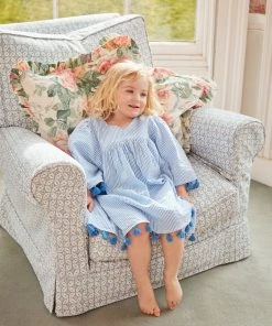 Seraphina WHAT'S HOT THE LITTLE TASSEL KAFTAN | Blue & White Stripe Seersucker