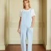 Seraphina WHAT'S HOT SCALLOP DUNGAREES | Blue & White Stripe Seersucker