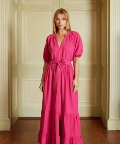 Seraphina THE TIERED BELTED DRESS | Raspberry WHAT'S HOT