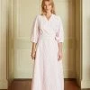 Seraphina THE BORDER WRAP DRESS | Pink & White Stripe