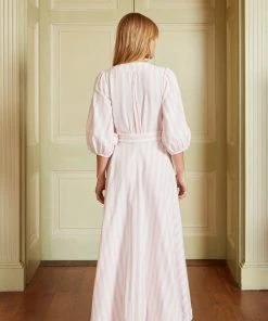 Seraphina THE BORDER WRAP DRESS | Pink & White Stripe