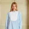 Seraphina WHAT'S HOT THE BIB SHIRT | Blue & White Stripe Seersucker