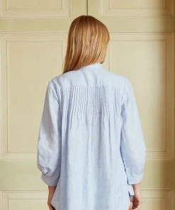 Seraphina THE LADDER LACE BLOUSE | Sea Blue Chambray