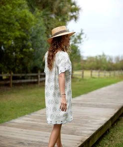 The Coast Brand Lahaina Dress - Light Pink/Blue Gray/Neon Yellow WHAT'S HOT