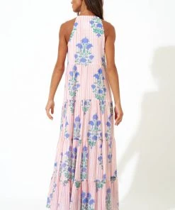 OLIPHANT Long Tiered Tassel Dress- Jaipur Peach