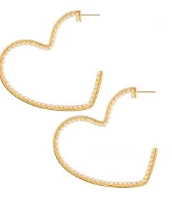 Sophie Lis Love Heart XL Pearl Hoops