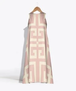 MME.Mink MME. Garden Dress' In Greek Key Rose Pink Mme. Mink