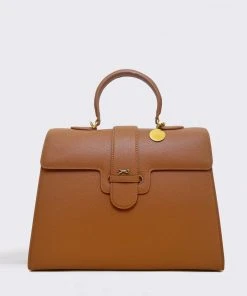 MME.Mink THE CARLTON TOTE In Basket Cognac