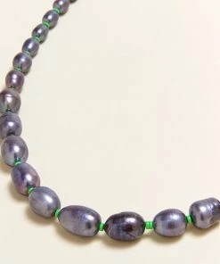 Mignonne Gavigan Maj Pearl Necklace Green Grey