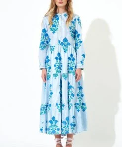 OLIPHANT Mandarin Maxi- Jaipur Blue Stripe