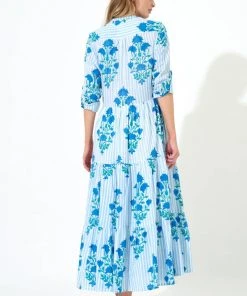 OLIPHANT Mandarin Maxi- Jaipur Blue Stripe