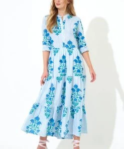 OLIPHANT Mandarin Maxi- Jaipur Blue Stripe