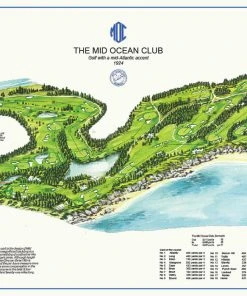 Vintage Golf Course Maps Mid Ocean