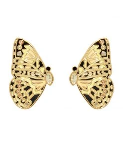 Mignonne Gavigan Gala Butterfly Stud Earrings Black Gold WHAT'S HOT