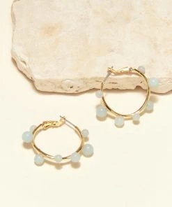 Mignonne Gavigan Mini Isla Pearl Hoop Earrings Light Blue WHAT'S HOT