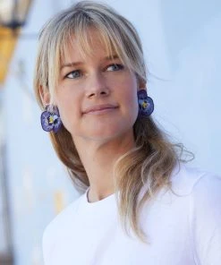 Mignonne Gavigan Pansy Stud Earrings Purple WHAT'S HOT