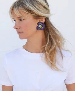 Mignonne Gavigan Pansy Stud Earrings Purple WHAT'S HOT