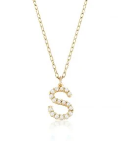 Briony Raymond Confetti Pearl Letter Pendant Fine Jewelry