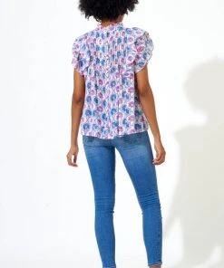 OLIPHANT Pintuck Ruffle Top- Iris Blue 7 OLIPHANT Pintuck Ruffle Top- Iris Blue