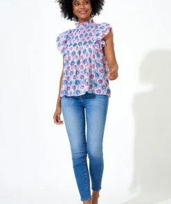 OLIPHANT Pintuck Ruffle Top- Iris Blue 9 OLIPHANT Pintuck Ruffle Top- Iris Blue