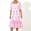 OLIPHANT Puff Sleeve Midi- Jaipur Pink