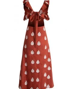 RosewaterHouse Malika Dress - Brick & White CLOTHING