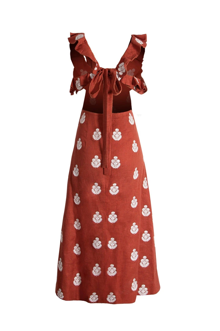 RosewaterHouse Malika Dress - Brick & White CLOTHING 4 RosewaterHouse Malika Dress - Brick & White CLOTHING