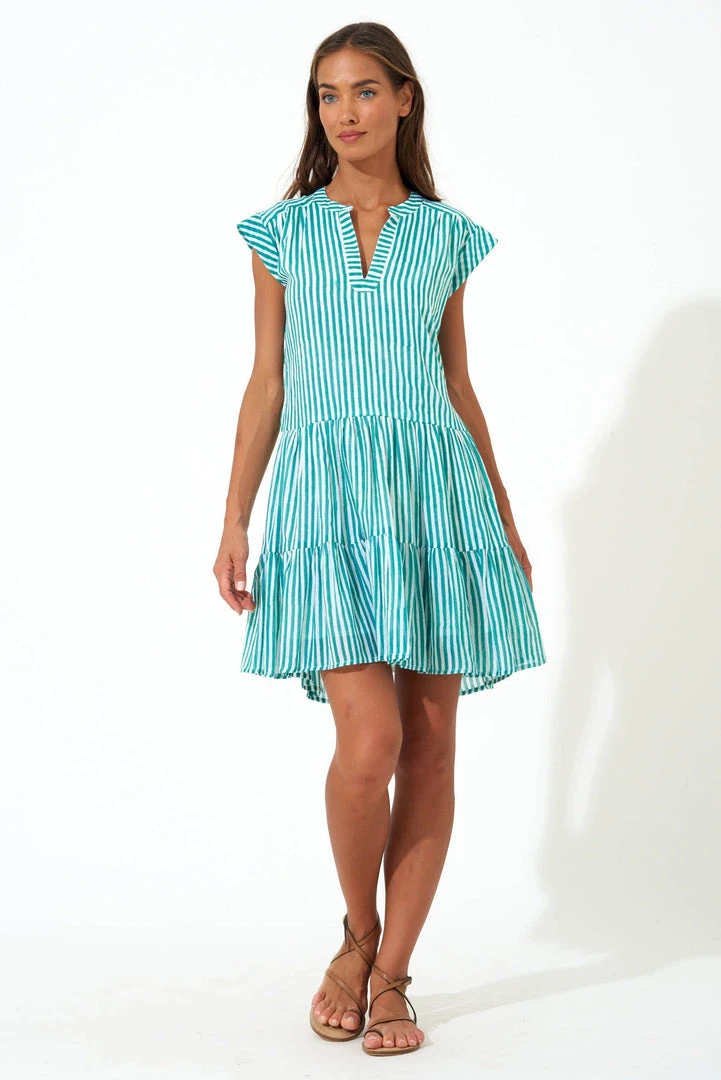 OLIPHANT Roll Sleeve Dress- Playa Green 3 OLIPHANT Roll Sleeve Dress- Playa Green