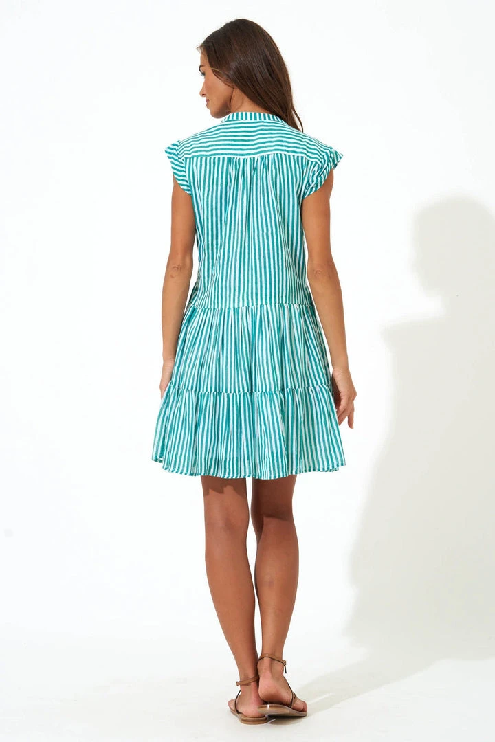 OLIPHANT Roll Sleeve Dress- Playa Green 5 OLIPHANT Roll Sleeve Dress- Playa Green