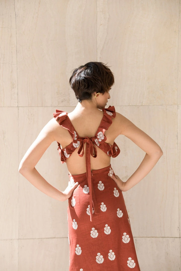 RosewaterHouse Malika Dress - Brick & White CLOTHING 6 RosewaterHouse Malika Dress - Brick & White CLOTHING