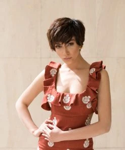 RosewaterHouse Malika Dress - Brick & White CLOTHING 13 RosewaterHouse Malika Dress - Brick & White CLOTHING