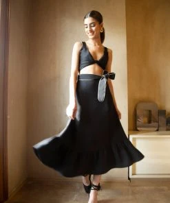 RosewaterHouse Noor Belted Midi Skirt - Black 7 RosewaterHouse Noor Belted Midi Skirt - Black