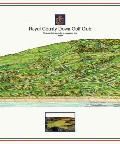 Vintage Golf Course Maps Royal County Down Map Father's Day