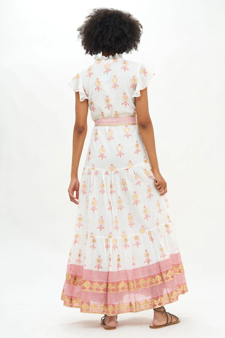 OLIPHANT Ruffle Collar Button Maxi- Leela Peach 4 OLIPHANT Ruffle Collar Button Maxi- Leela Peach