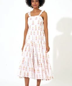 OLIPHANT Ruffle Cross Back Midi- Leela Peach