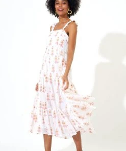 OLIPHANT Ruffle Cross Back Midi- Leela Peach