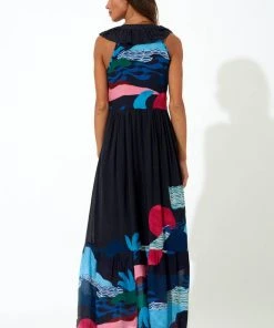 OLIPHANT Ruffle V-Neck Maxi- Pacifica Black 7 OLIPHANT Ruffle V-Neck Maxi- Pacifica Black