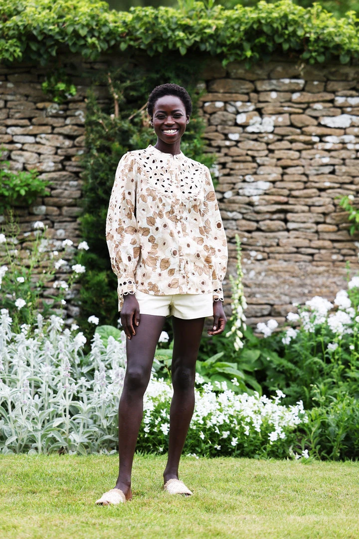 Seraphina Tops CUTWORK BLOUSE | Brown Florals 3 Seraphina Tops CUTWORK BLOUSE | Brown Florals