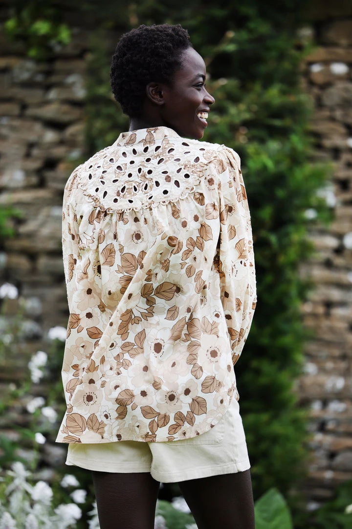 Seraphina Tops CUTWORK BLOUSE | Brown Florals 4 Seraphina Tops CUTWORK BLOUSE | Brown Florals