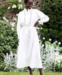 Seraphina CLOTHING THE LADDER LACE DRESS | Ecru Chambray