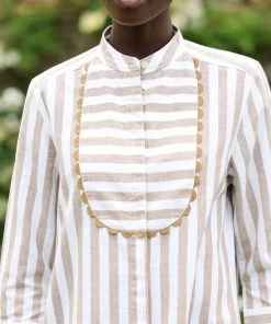 Seraphina THE MAXI BEACH SHIRT | Tan & White Stripe 9 Seraphina THE MAXI BEACH SHIRT | Tan & White Stripe
