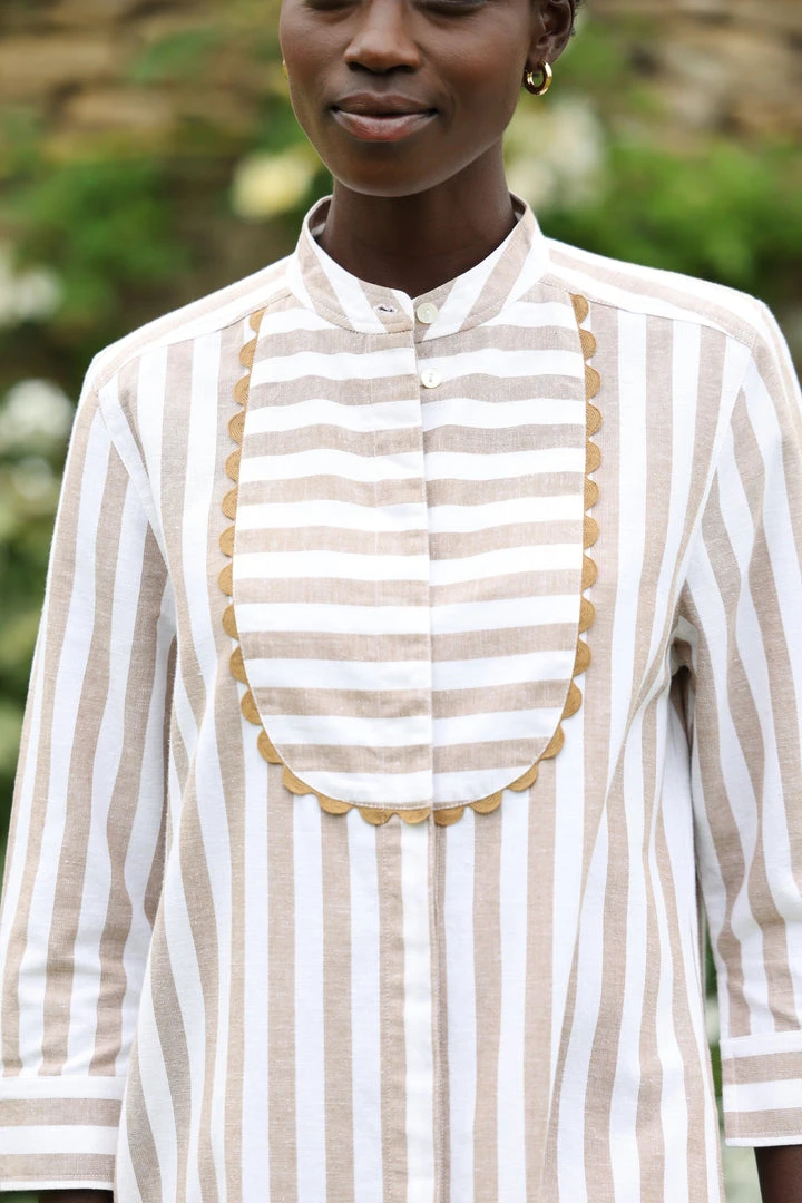 Seraphina THE MAXI BEACH SHIRT | Tan & White Stripe 6 Seraphina THE MAXI BEACH SHIRT | Tan & White Stripe