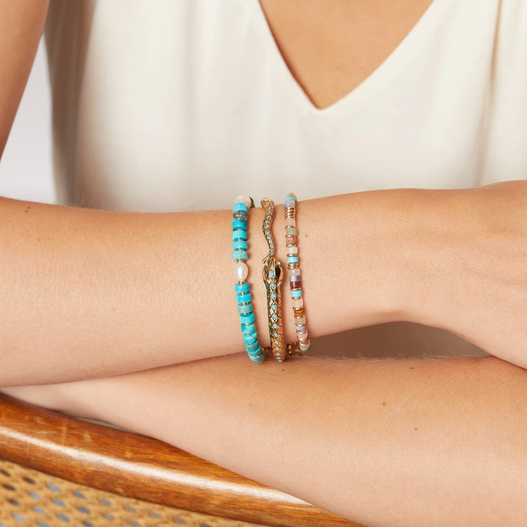 Mignonne Gavigan Serpent Cuff Turquoise Gold 4 Mignonne Gavigan Serpent Cuff Turquoise Gold