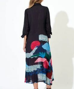 OLIPHANT Shirt Dress Midi- Pacifica Black