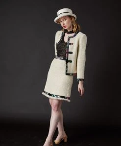 SKYLENCE WHAT'S HOT Chelsea Tang Tweed Skirt White