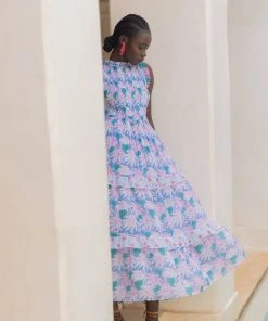 OLIPHANT Sleeveless Smocked Maxi- Cayman Blue