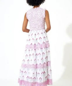 OLIPHANT Sleeveless Smocked Maxi- Indica Pink