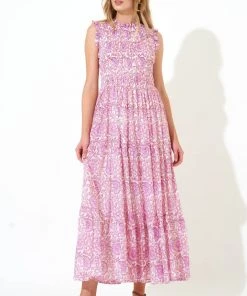 OLIPHANT Sleeveless Smocked Maxi- Malta Pink