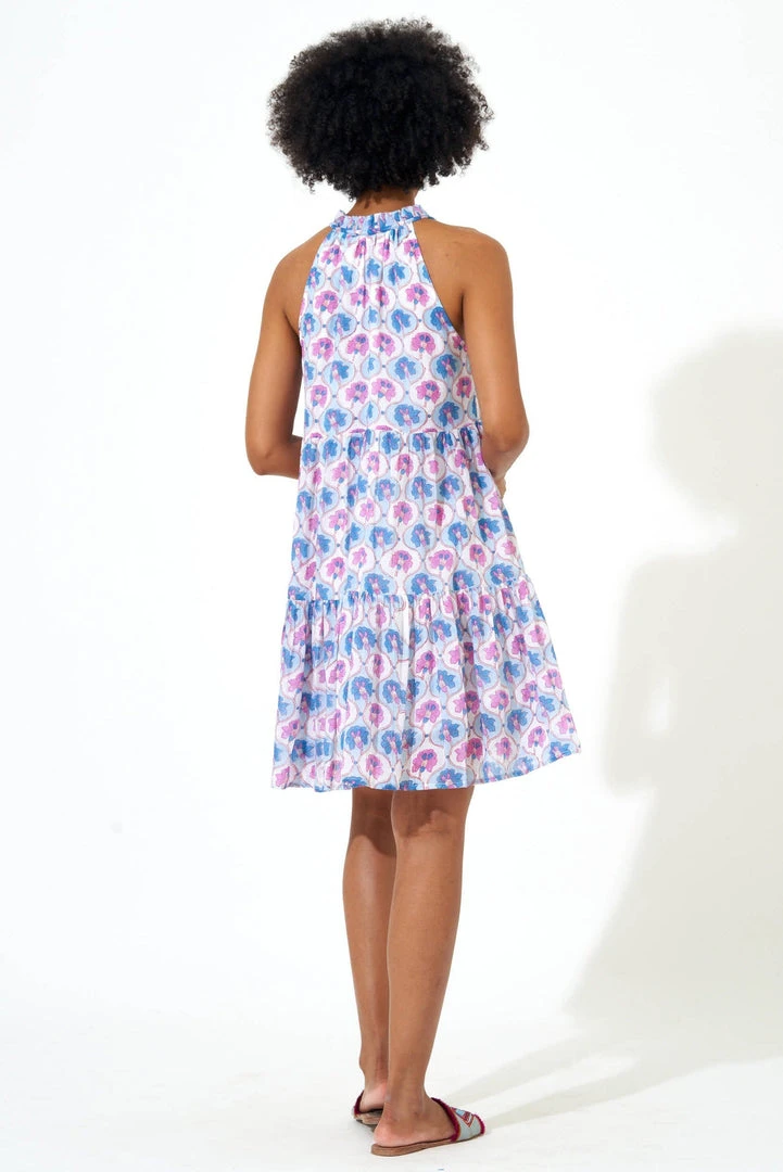 OLIPHANT Sleeveless Tiered Short Dress- Iris Blue 4 OLIPHANT Sleeveless Tiered Short Dress- Iris Blue