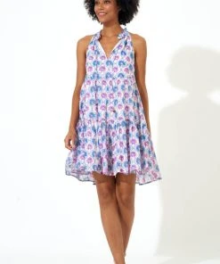 OLIPHANT Sleeveless Tiered Short Dress- Iris Blue 7 OLIPHANT Sleeveless Tiered Short Dress- Iris Blue